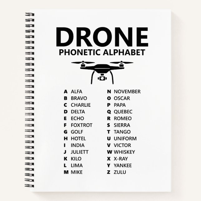 Cuaderno Drone Phonetic Alphabet – White Graph Notebook (Anverso)