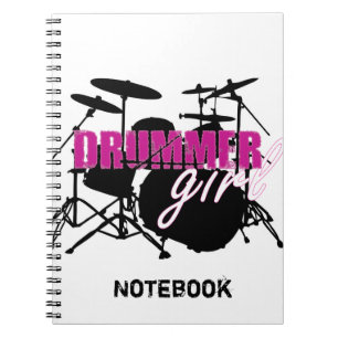 Cuaderno Drummer Girl with Fun Purple and Black Grunge Text
