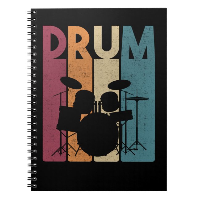 Cuaderno Drummer retro de música rock vintage Set (Frente)