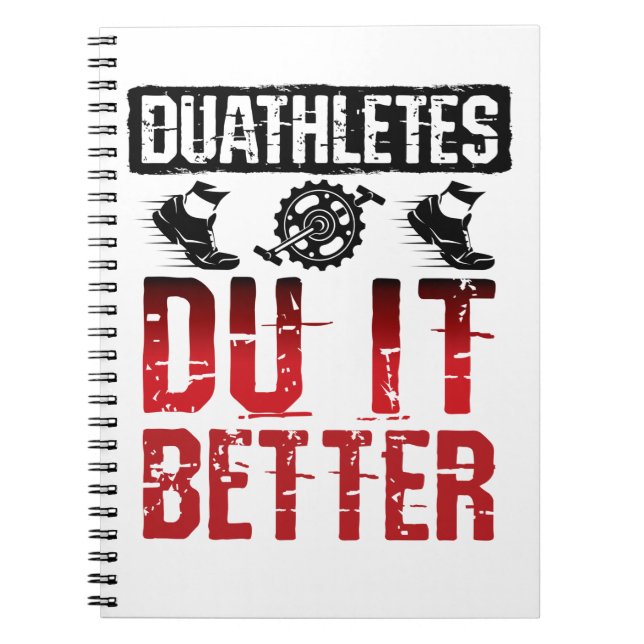 Cuaderno Duathlon divertidos duatletas lo hacen mejor (Frente)