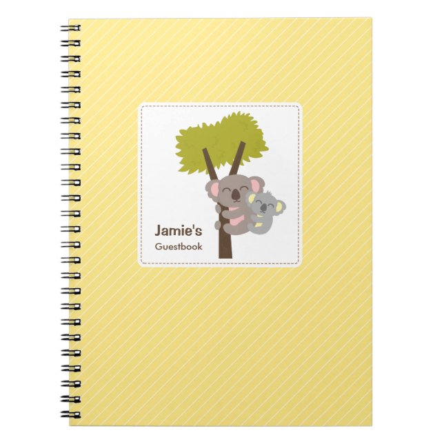 Cuaderno Ducha de Bebé de Koala Adorable y Mamá (Frente)