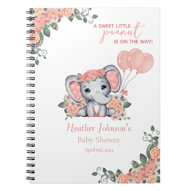 Cuaderno Ducha de Bebé de la Niña Elefante (Frente)