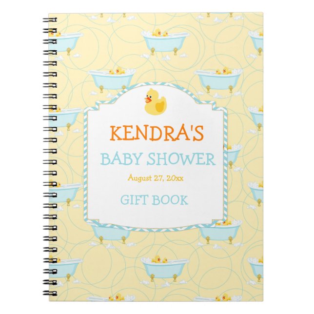 Cuaderno Ducha de Bebé Neutral en Género Pato de Goma (Frente)