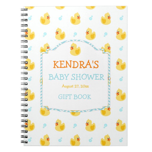 Cuaderno Ducha de Bebé Neutral en Género Pato de Goma (Frente)