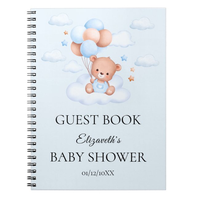 Cuaderno Ducha de Bebé Oso Teddy Niño Azul (Frente)