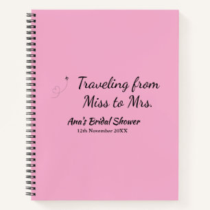 Cuaderno Ducha de novia de viaje agregar nombre fecha de se