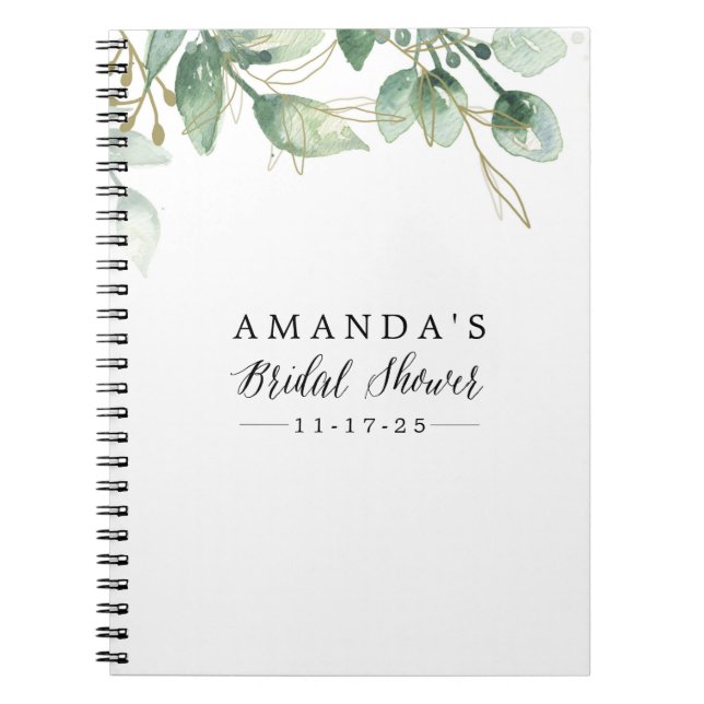 Cuaderno Ducha de novia Eucalyptus Green Leaf (Frente)