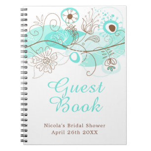 Cuaderno Ducha de Novia Floral Turquesa Torcida