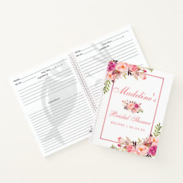 Cuaderno Ducha de novia Receta floral rosa Rubor