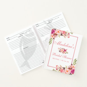 Cuaderno Ducha de novia Receta floral rosa Rubor