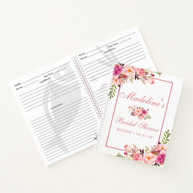 Cuaderno Ducha de novia Receta floral rosa Rubor (Interior)