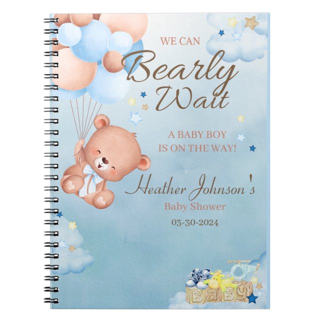 Cuaderno Ducha de oso para bebé niño (Frente)