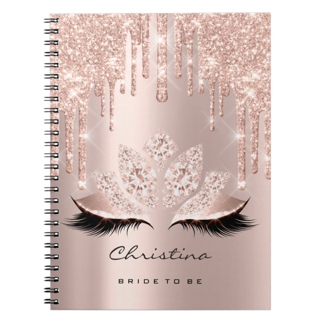 Cuaderno Ducha nupcial Dulce 16º Rosa de chispas rosadas (Frente)