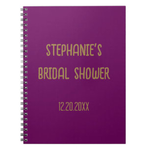 Cuaderno Ducha nupcial Nombre Boda Purple Gold Invitado