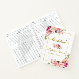 Cuaderno Ducha nupcial Receta de oro floral rosa de Rubor