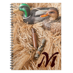 Cuaderno Duck Call Mallard Drake Monograma libro de notas i
