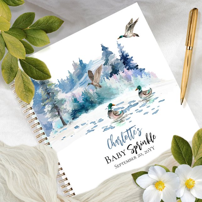 Cuaderno Ducks Woodland Forest Boy Baby Sprinkle Guest Book (Subido por el creador)