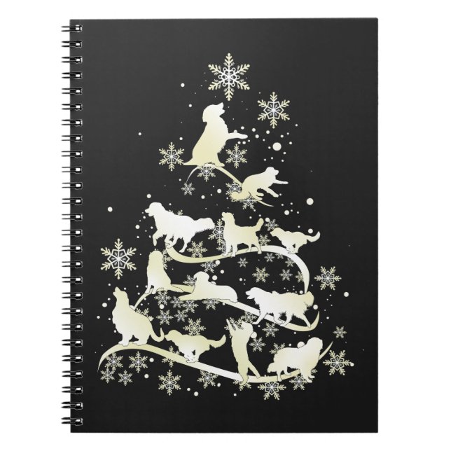 Cuaderno Dueño del perro de Navidad de Golden Retriever (Frente)
