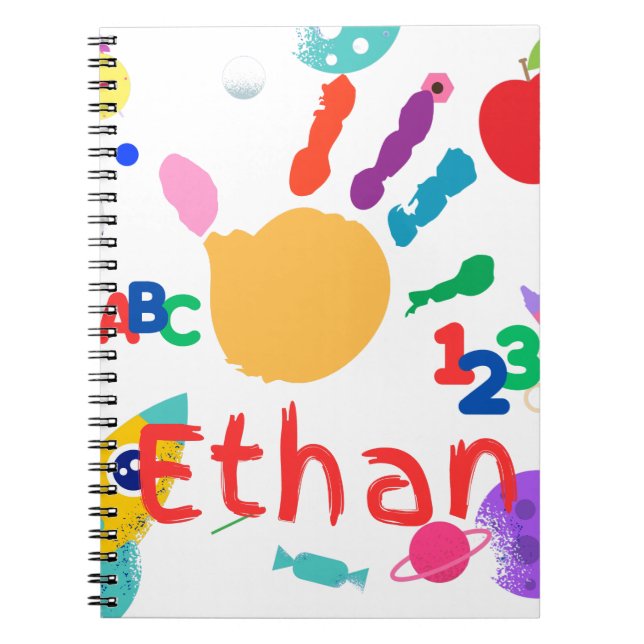 Cuaderno Dulce ABC pintado a mano personalizado para niños  (Frente)