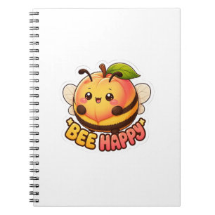Cuaderno Dulce Abeja Feliz Pun divertido Kawaii Melocotón