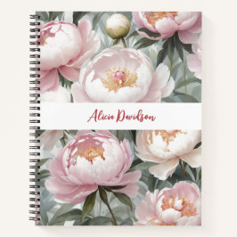 Cuaderno Dulce acuarela Pink Peonies | Tu nombre