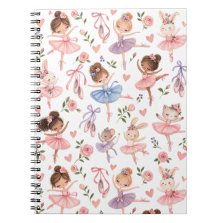 Cuaderno Dulce Bailarina de Pastel y Patrón de Jardín Flora