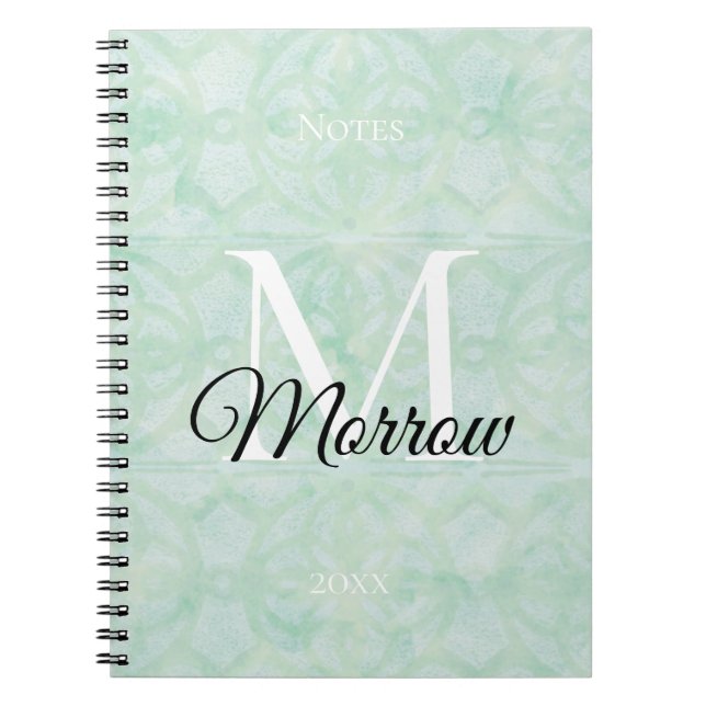 Cuaderno Dulce Casa de Batik Verde y año Monogramado (Frente)