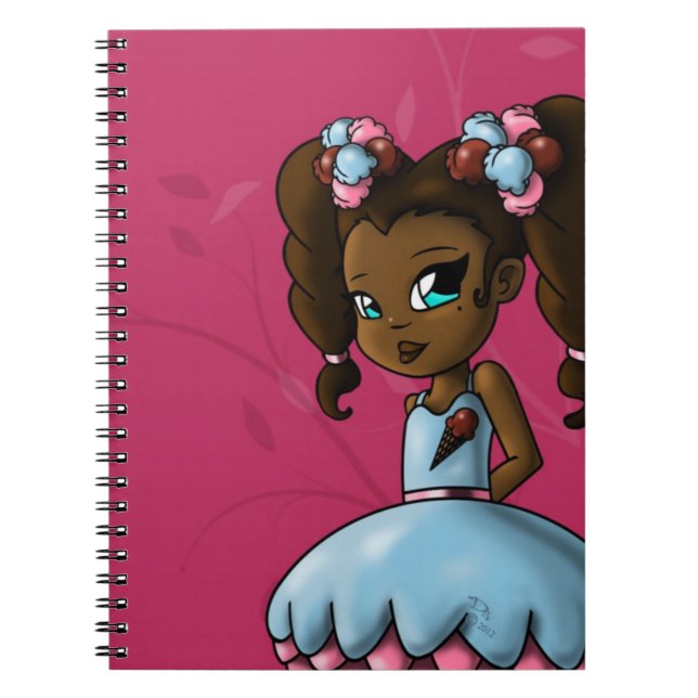 Cuaderno Dulce Chica afroamericana y helado (Frente)
