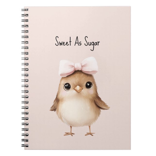 Cuaderno Dulce Como Pájaro De Azúcar Lazo Rosa (Frente)