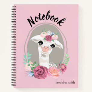 Cuaderno Dulce Dama Llama Con Rosas Diario/