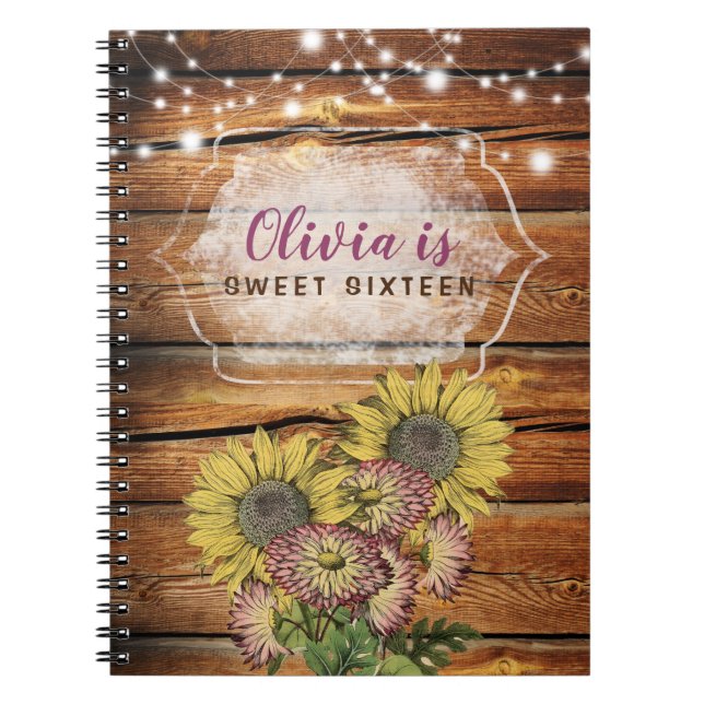 Cuaderno Dulce de girasol ruso personalizado (Frente)
