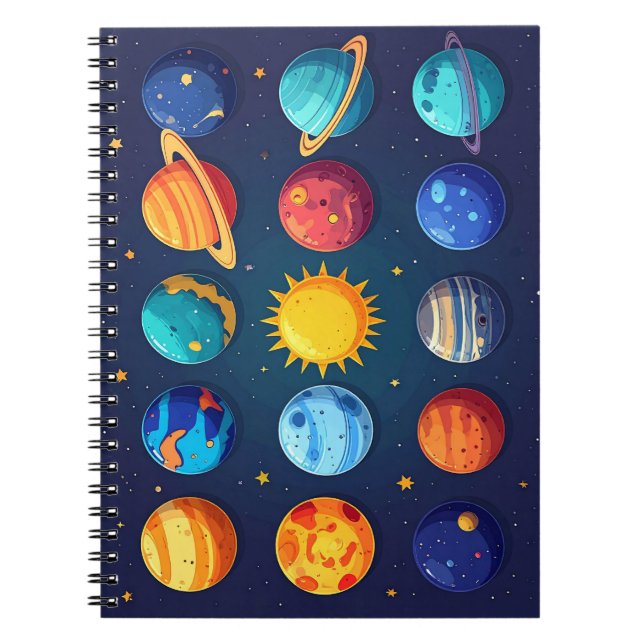 Cuaderno Dulce diseño del sistema solar espacial – Educativ (Frente)