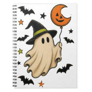 Cuaderno Dulce Fantasma de Halloween con Sombrero de Bruja