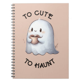 Cuaderno Dulce Fantasma Kawaii que Sostiene Café Acuarela 
