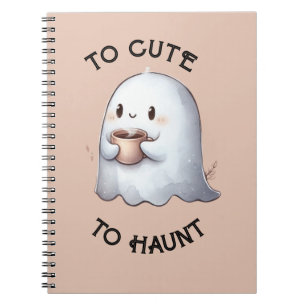 Cuaderno Dulce Fantasma Kawaii que Sostiene Café Acuarela 