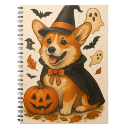 Cuaderno Dulce Halloween Cute Adorable Calabaza Corgi
