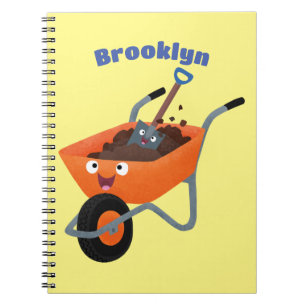 Cuaderno Dulce ilustración de carretilla naranja feliz esti