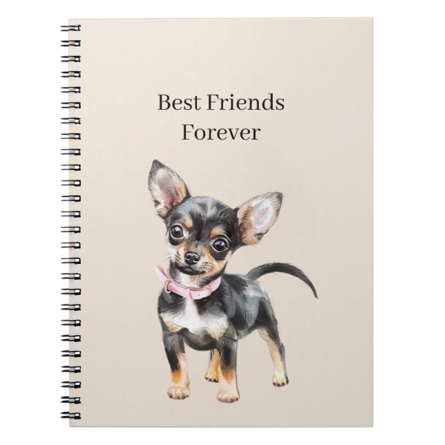 Cuaderno Dulce Lindo Marrón Crema Perro Chihuahua Mejores A (Frente)