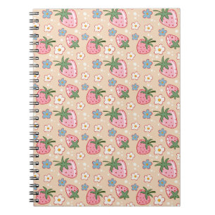 Cuaderno Dulce patrón continuo de fresa y margarita