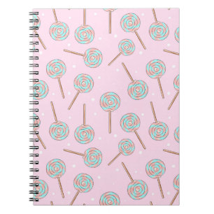 Cuaderno Dulce Patrón Continuo de Piruleta Pastel Rosa