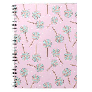 Cuaderno Dulce Patrón Continuo de Piruleta Pastel Rosa