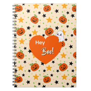 Cuaderno Dulce patrón de calabaza de Halloween beige