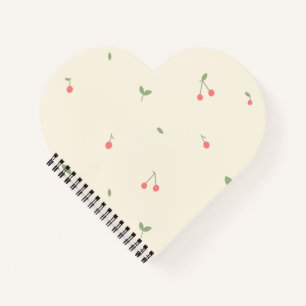 Cuaderno Dulce Patrón de Cereza – Estética Minimalista de F