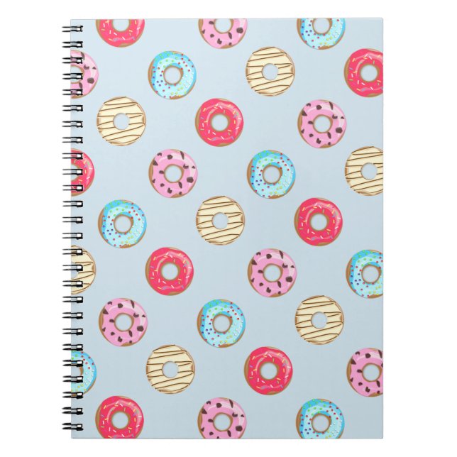 Cuaderno Dulce patrón de donut glaseado azul claro (Frente)
