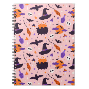 Cuaderno Dulce Patrón de Halloween Morado y Rosa