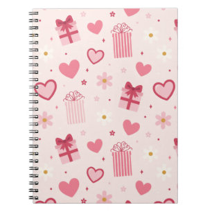 Cuaderno Dulce patrón del Día de San Valentín Corazones ros