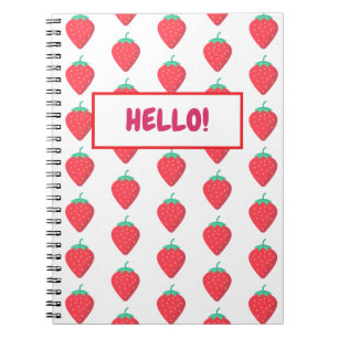 Cuaderno Dulce patrón estético de fresa Kawaii
