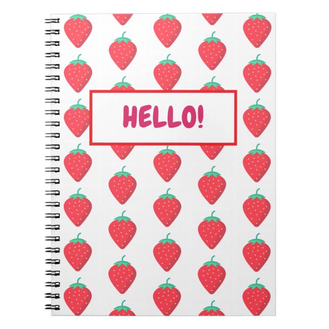 Cuaderno Dulce patrón estético de fresa Kawaii (Frente)