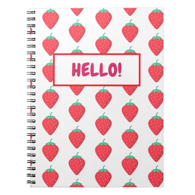 Cuaderno Dulce patrón estético de fresa Kawaii (Frente)