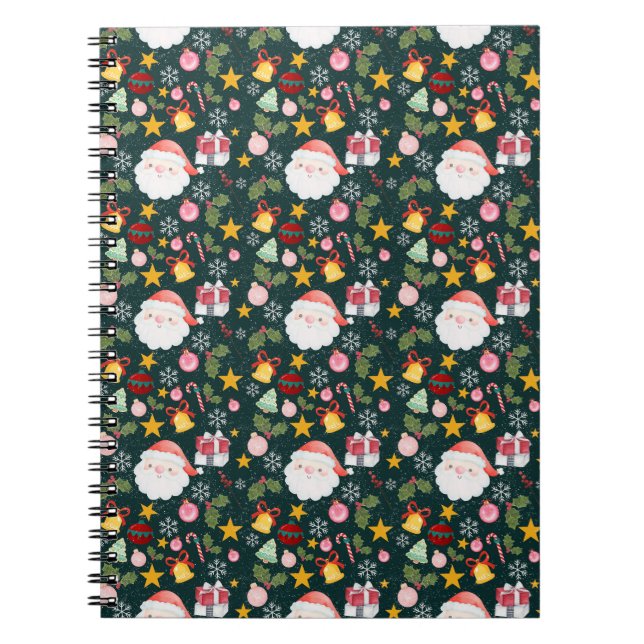 Cuaderno Dulce Patrón Navideño Sin Costuras de Papá Noel (Frente)